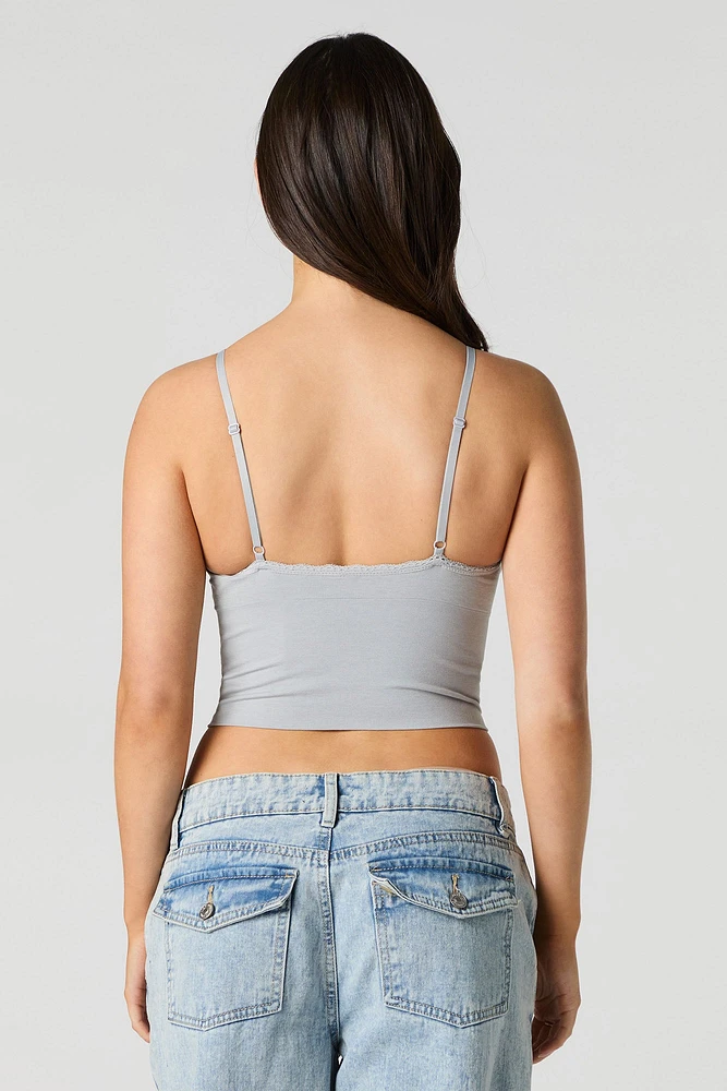 Camisole sans couture avec liséré de dentelle et encolure en V