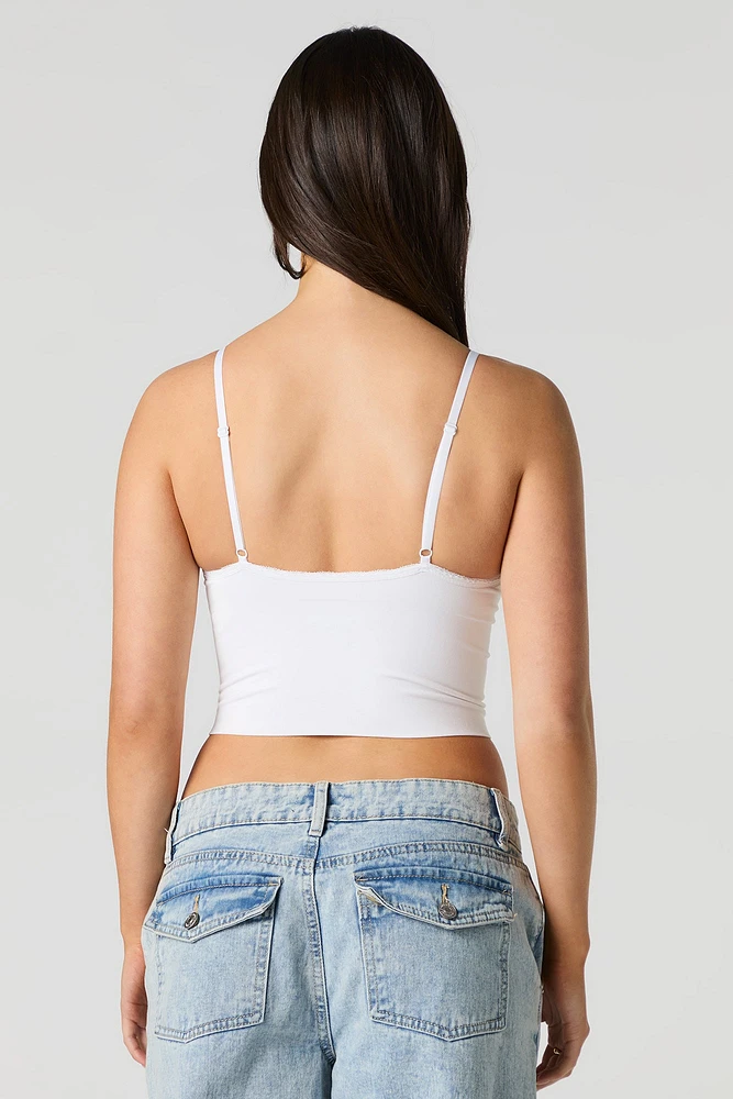 Camisole sans couture avec liséré de dentelle et encolure en V