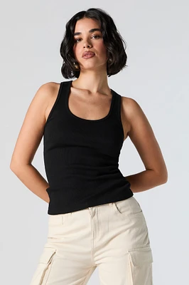 Ribbed Scoop Neck Skimmer Tank