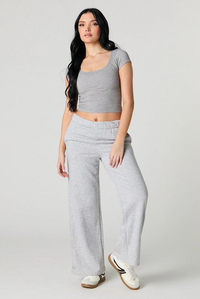 Seamless Ribbed Square Neck Baby Tee
