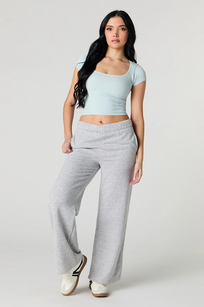 Seamless Ribbed Square Neck Baby Tee