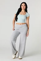 Seamless Ribbed Square Neck Baby Tee