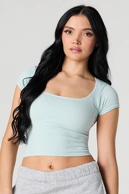 Seamless Ribbed Square Neck Baby Tee