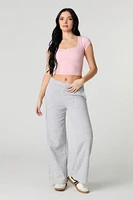 Seamless Ribbed Square Neck Baby Tee