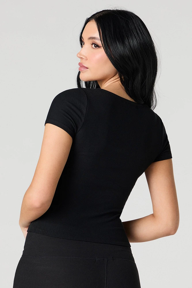 Seamless Ribbed Square Neck Top