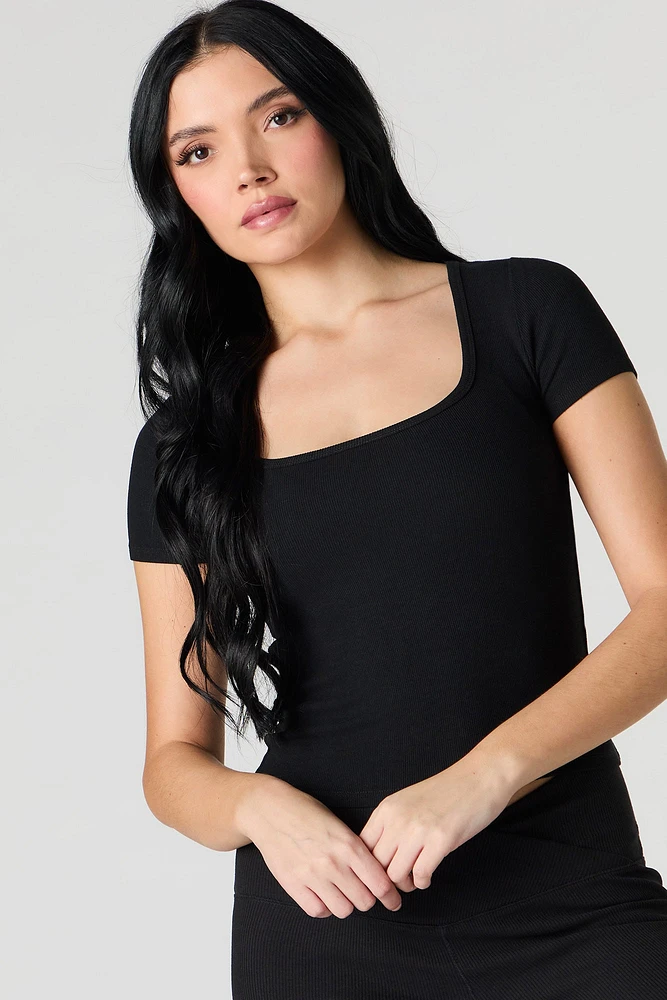 Seamless Ribbed Square Neck Top