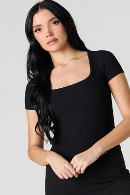 Seamless Ribbed Square Neck Top