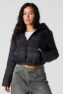 Nylon Hooded Puffer Jacket