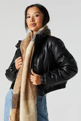 Faux Leather Puffer Jacket