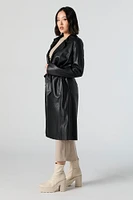 Faux Leather Trench Coat