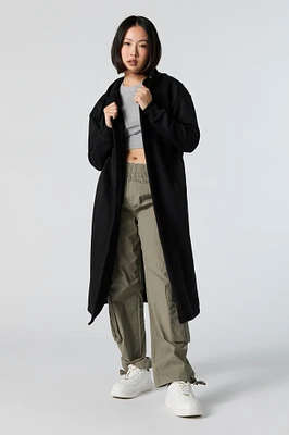 Fleece Open Front Longline Jacket