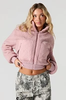 Blouson d'aviateur matelassé avec sherpa et poche