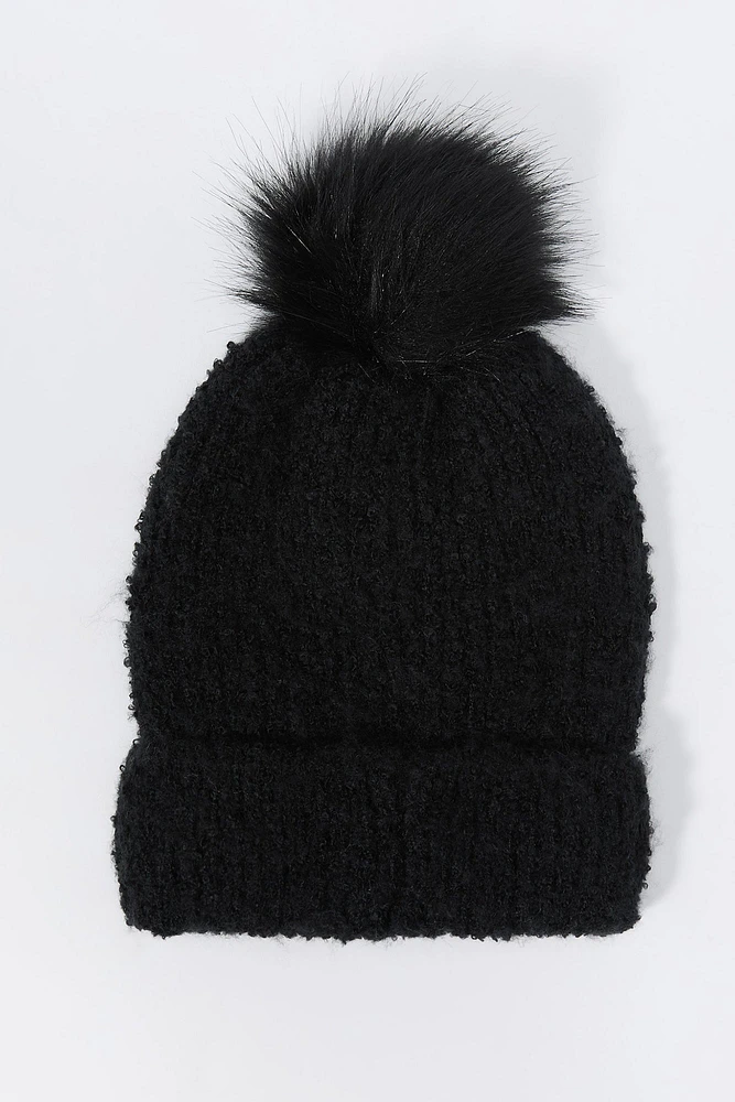 Pearl Knit Beanie with Pom