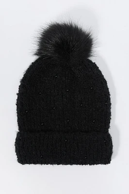 Pearl Knit Beanie with Pom