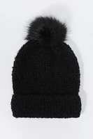 Pearl Knit Beanie with Pom