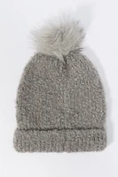 Tuque en tricot avec perles et ponpom