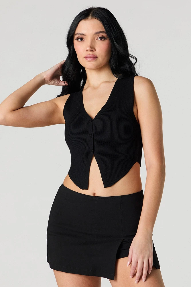 Ribbed Knit Cropped Vest