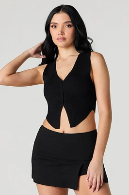 Ribbed Knit Cropped Vest