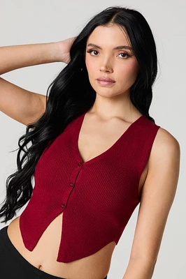 Veste courte en tricot côtelé