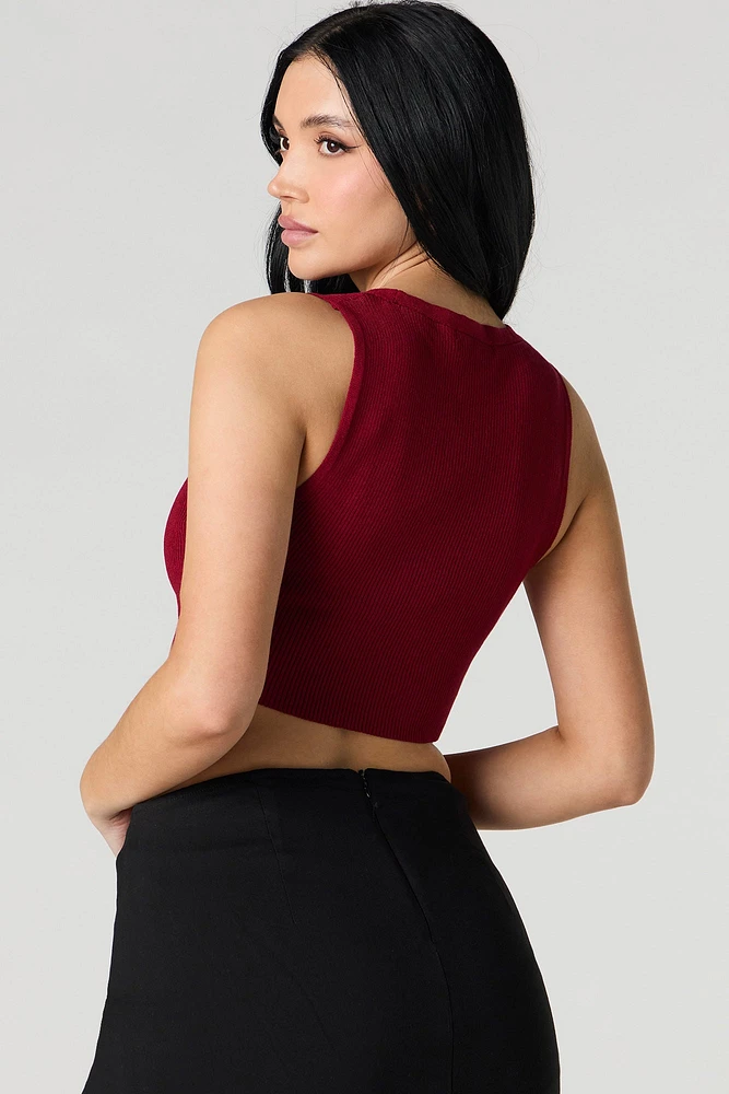 Veste courte en tricot côtelé