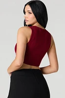 Veste courte en tricot côtelé