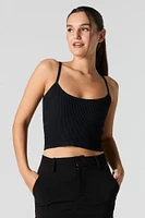 Ribbed Scoop Neck Cropped Tank