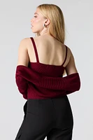 Ensemble avec dÃ©bardeur et bolÃ©ro en tricot cÃ´telÃ©