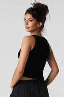 Ribbed Knit Cut-Out Bow Tank