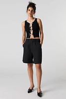 Ribbed Knit Cut-Out Bow Tank