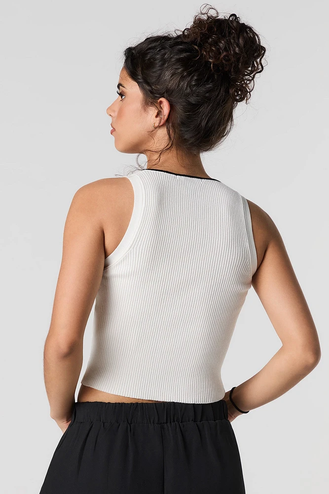 Camisole en tricot côtelé avec découpe et boucle