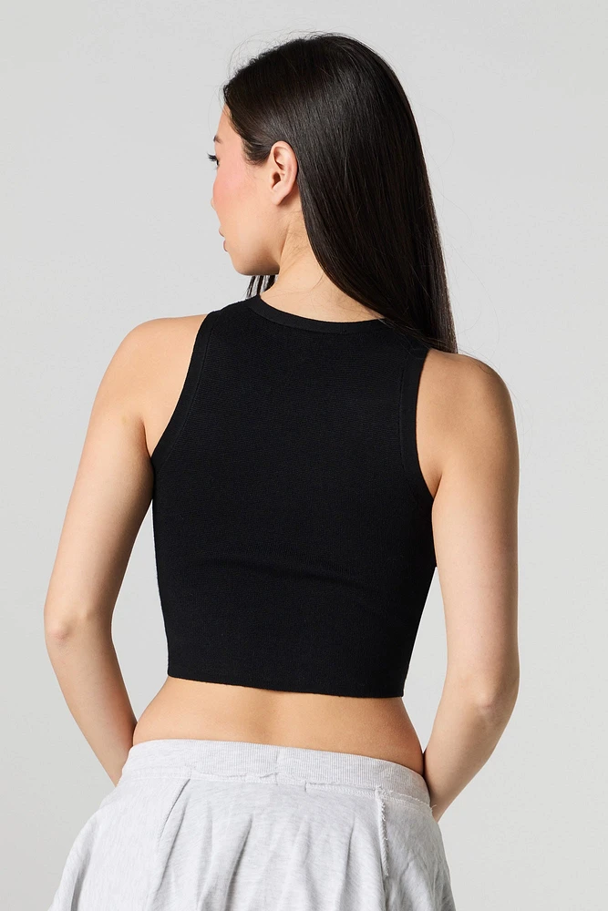 Embroidered Knit Cropped Tank