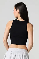 Embroidered Knit Cropped Tank