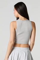 Débardeur court en tricot avec motif brod