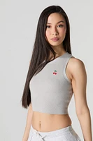 Débardeur court en tricot avec motif brod