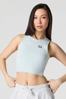 Embroidered Knit Cropped Tank