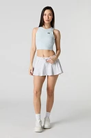 Débardeur court en tricot avec motif brodé