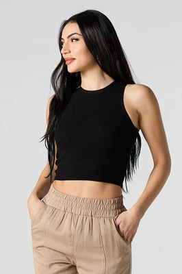 Textured Crew Neck Tank