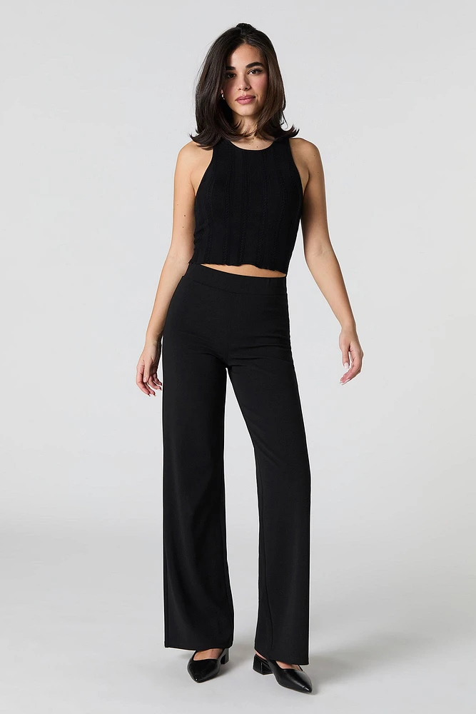 Pointelle Knit Cropped Tank