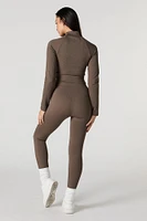 Legging Active côtelé sans couture à taille haute