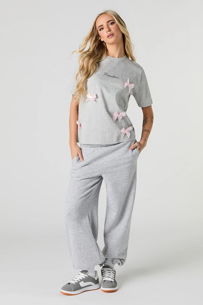 Sensitive Graphic Bow T-Shirt