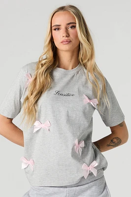 Sensitive Graphic Bow T-Shirt