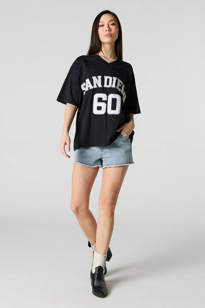 T-shirt avec empiècement brodé San Diego et encolure en V