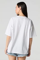 T-shirt à imprimé 76 avec encolure en V