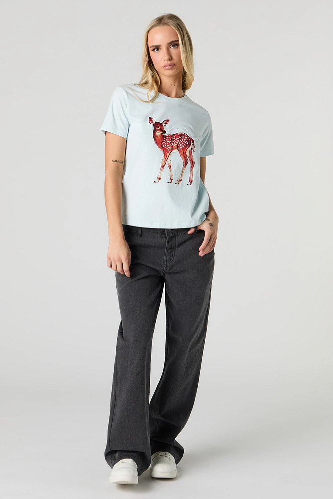 T-shirt avec motif brodé Deer