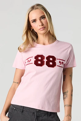 T-shirt avec motif brodé 88 boucle