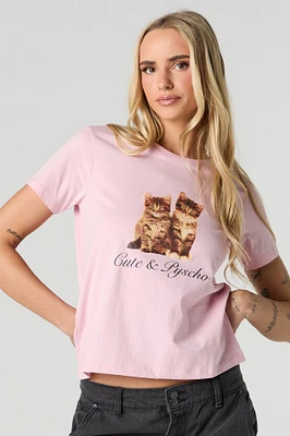 T-shirt à imprimé Cute & Psycho Kitten