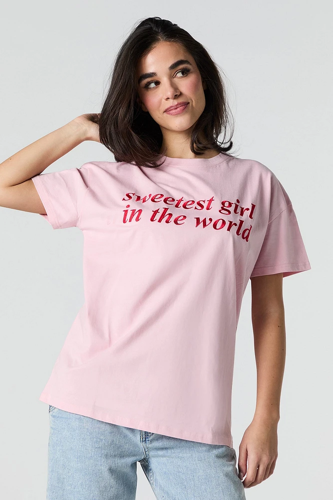 Sweetest Girl Embroidered T-Shirt