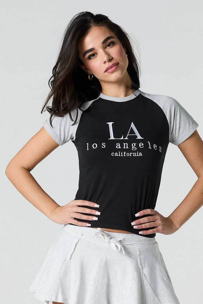 T-shirt raglan avec motif brodé LA