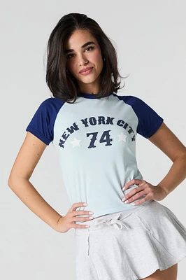 T-shirt raglan à imprimé New York
