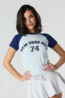 T-shirt raglan à imprimé New York